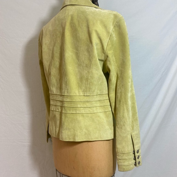 Light green 100% Leather/suede Long Sleeve Jacket. Size L. - Picture 2 of 15
